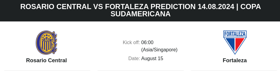 ตลาดลูกหนัง ทีเด็ดบอลเต็ง - Rosario Central vs Fortaleza Prediction, Odds & Betting Tips | 14.08.2024 | Copa Sudamericana