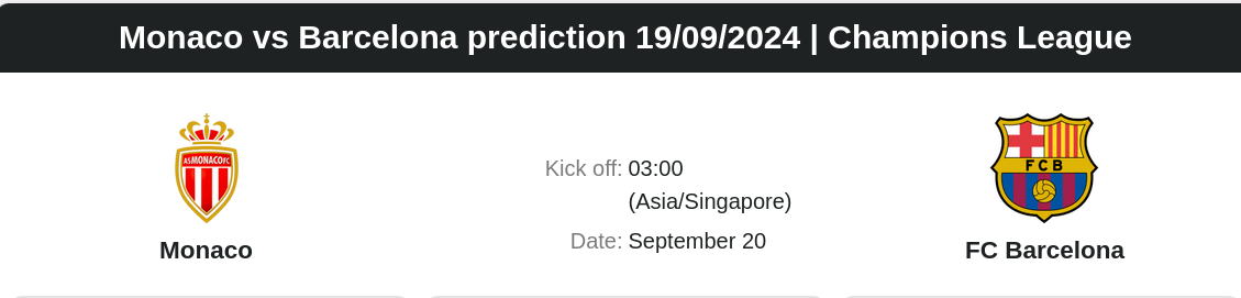 Monaco vs Barcelona prediction 19.09.2024 | Champions League - ตลาดลูกหนัง ทีเด็ดบอลเต็ง