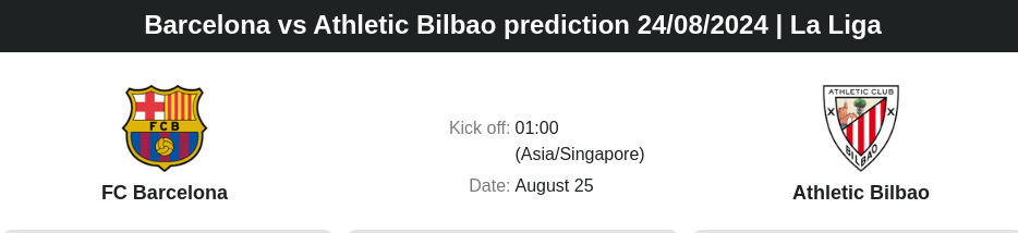 Barcelona vs Athletic Bilbao prediction 24.08.2024 | La Liga - ตลาดลูกหนัง ทีเด็ดบอลเต็ง