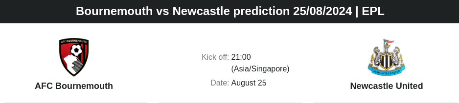 Bournemouth vs Newcastle prediction 25/08/2024 | EPL - ตลาดลูกหนัง ทีเด็ดบอลเต็ง