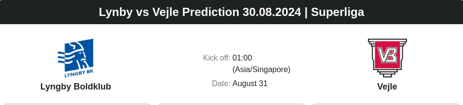 Lynby vs Vejle Prediction 30.08.2024 | Superliga - ตลาดลูกหนัง ทีเด็ดบอลเต็ง