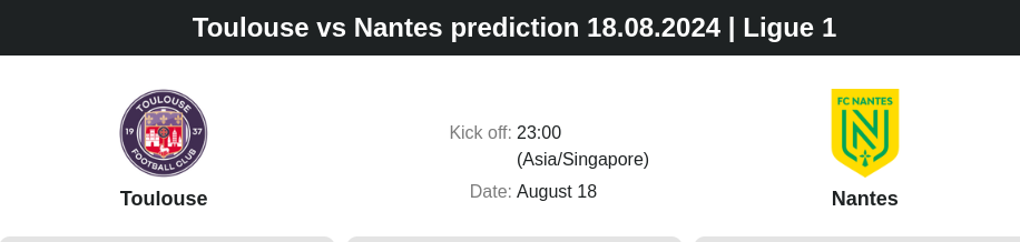 ตลาดลูกหนัง ทีเด็ดบอลเต็ง - Toulouse vs Nantes prediction 18.08.2024 | Ligue 1