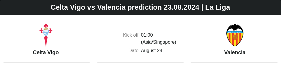 Celta Vigo vs Valencia prediction 23.08.2024 | La Liga - ตลาดลูกหนัง ทีเด็ดบอลเต็ง