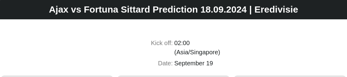 Ajax vs Fortuna Sittard Prediction 18.09.2024 | Eredivisie - ตลาดลูกหนัง ทีเด็ดบอลเต็ง