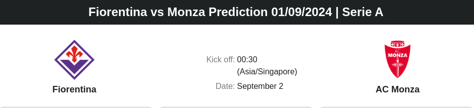 Fiorentina vs Monza Prediction 01.09.2024 | Serie A - ตลาดลูกหนัง ทีเด็ดบอลเต็ง