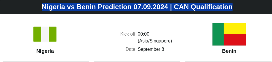 Nigeria vs Benin Prediction 07.09.2024 | CAN Qualification - ตลาดลูกหนัง ทีเด็ดบอลเต็ง