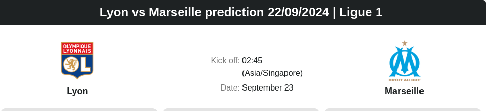 Lyon vs Marseille prediction 22.09.2024 | Ligue 1 - ตลาดลูกหนัง ทีเด็ดบอลเต็ง