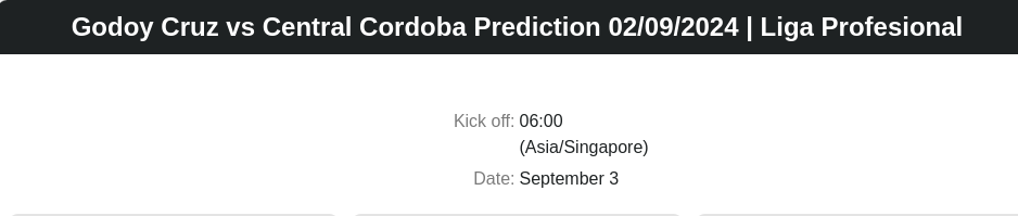 Godoy Cruz vs Central Cordoba Prediction 02.09.2024 | Liga Profesional  - ตลาดลูกหนัง ทีเด็ดบอลเต็ง