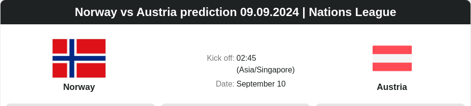 Norway vs Austria prediction 09.09.2024 | Nations League - ตลาดลูกหนัง ทีเด็ดบอลเต็ง