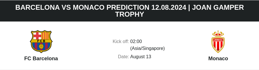 ตลาดลูกหนัง ทีเด็ดบอลเต็ง - Barcelona vs Monaco Prediction 12.08.2024 | Joan Gamper Trophy