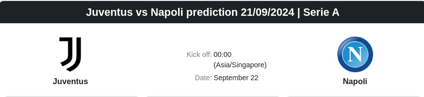 Juventus vs Napoli prediction 21.09.2024 | Serie A  - ตลาดลูกหนัง ทีเด็ดบอลเต็ง