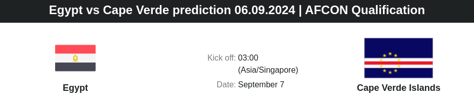 Egypt vs Cape Verde prediction 06.09.2024 | AFCON Qualification - ตลาดลูกหนัง ทีเด็ดบอลเต็ง