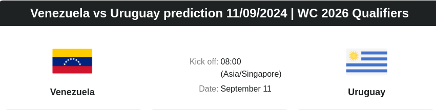 Venezuela vs Uruguay prediction 11.09.2024 | WC 2026 Qualifiers - ตลาดลูกหนัง ทีเด็ดบอลเต็ง