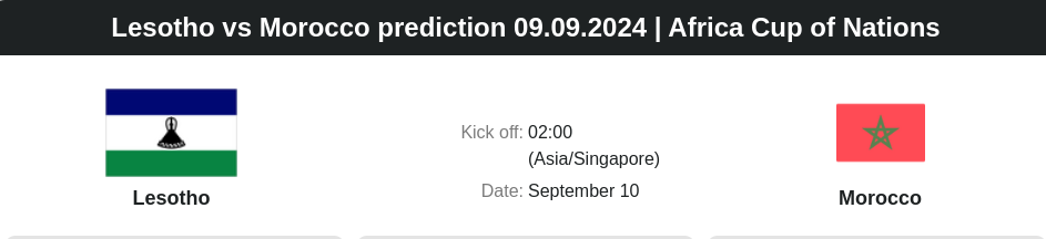 Lesotho vs Morocco prediction 09.09.2024 | Africa Cup of Nations - ตลาดลูกหนัง ทีเด็ดบอลเต็ง