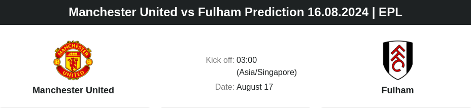 ตลาดลูกหนัง ทีเด็ดบอลเต็ง - Manchester United vs Fulham Prediction 16.08.2024 | EPL