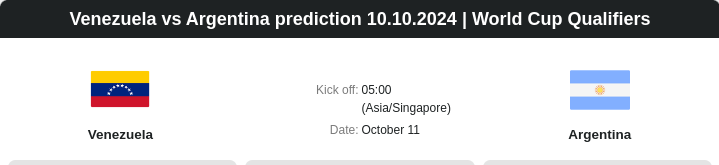 Venezuela vs Argentina prediction 10.10.2024 | World Cup Qualifiers - ตลาดลูกหนัง ทีเด็ดบอลเต็ง