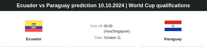 Ecuador vs Paraguay prediction 10.10.2024 | World Cup qualifications - ตลาดลูกหนัง ทีเด็ดบอลเต็ง