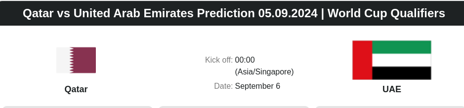 Qatar vs United Arab Emirates Prediction 05.09.2024 | World Cup Qualifiers - ตลาดลูกหนัง ทีเด็ดบอลเต็ง