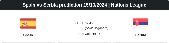 Spain vs Serbia prediction 15.10.2024 | Nations League - ตลาดลูกหนัง ทีเด็ดบอลเต็ง