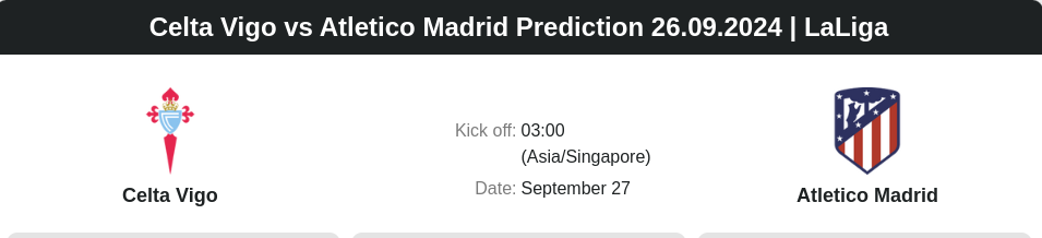 Celta Vigo vs Atletico Madrid Prediction 26.09.2024 | LaLiga - ตลาดลูกหนัง ทีเด็ดบอลเต็ง