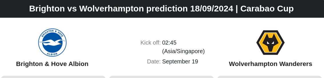 Brighton vs Wolverhampton prediction 18.09.2024 | Carabao Cup  - ตลาดลูกหนัง ทีเด็ดบอลเต็ง