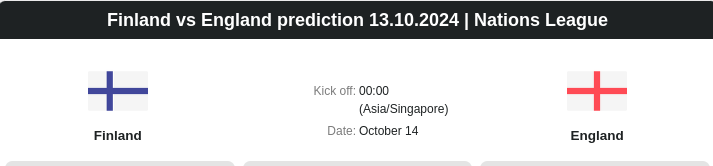 Finland vs England prediction 13.10.2024 | Nations League- ตลาดลูกหนัง ทีเด็ดบอลเต็ง