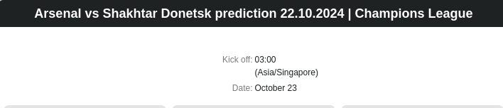 Arsenal vs Shakhtar Donetsk prediction 22.10.2024 | Champions League - ตลาดลูกหนัง ทีเด็ดบอลเต็ง