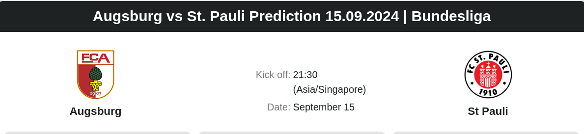 Augsburg vs St. Pauli Prediction 15.09.2024 | Bundesliga - ตลาดลูกหนัง ทีเด็ดบอลเต็ง