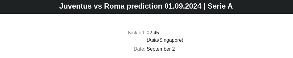 Juventus vs Roma prediction 01.09.2024 | Serie A - ตลาดลูกหนัง ทีเด็ดบอลเต็ง