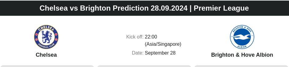 Chelsea vs Brighton Prediction 28.09.2024 | Premier League - ตลาดลูกหนัง ทีเด็ดบอลเต็ง