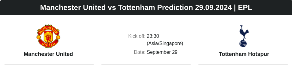 Manchester United vs Tottenham Prediction 29.09.2024 | EPL - ตลาดลูกหนัง ทีเด็ดบอลเต็ง