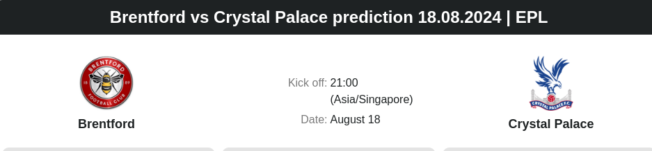 ตลาดลูกหนัง ทีเด็ดบอลเต็ง - Brentford vs Crystal Palace prediction 18.08.2024 | EPL