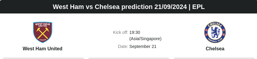 West Ham vs Chelsea prediction 21.09.2024 | EPL - ตลาดลูกหนัง ทีเด็ดบอลเต็ง