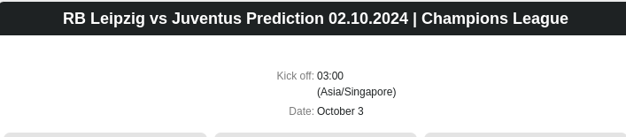 RB Leipzig vs Juventus Prediction 02.10.2024 | Champions League - ตลาดลูกหนัง ทีเด็ดบอลเต็ง