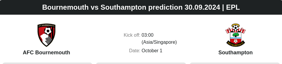 Bournemouth vs Southampton prediction 30.09.2024 | EPL - ตลาดลูกหนัง ทีเด็ดบอลเต็ง