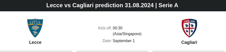 Lecce vs Cagliari prediction 31.08.2024 | Serie A - ตลาดลูกหนัง ทีเด็ดบอลเต็ง