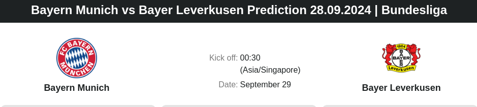 Bayern Munich vs Bayer Leverkusen Prediction 28.09.2024 | Bundesliga - ตลาดลูกหนัง ทีเด็ดบอลเต็ง