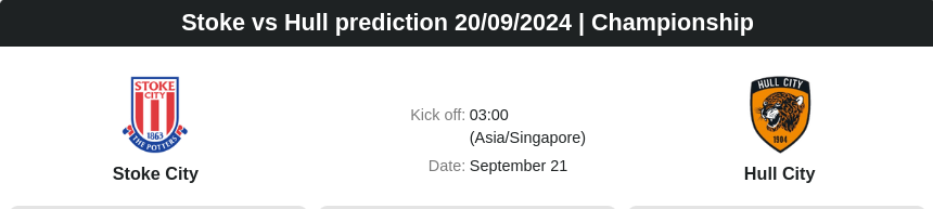 Stoke vs Hull prediction 20.09.2024 | Championship  - ตลาดลูกหนัง ทีเด็ดบอลเต็ง