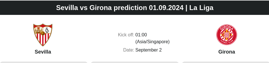 Sevilla vs Girona prediction 01.09.2024 | La Liga - ตลาดลูกหนัง ทีเด็ดบอลเต็ง