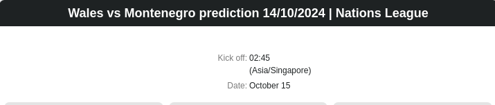 Wales vs Montenegro prediction 14.10.2024 | Nations League - ตลาดลูกหนัง ทีเด็ดบอลเต็ง