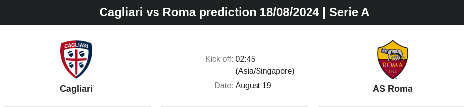 ตลาดลูกหนัง ทีเด็ดบอลเต็ง - Cagliari vs Roma prediction 18.08.2024 | Serie A