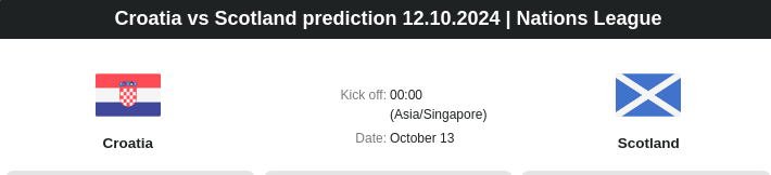 Croatia vs Scotland prediction 12.10.2024 | Nations League - ตลาดลูกหนัง ทีเด็ดบอลเต็ง