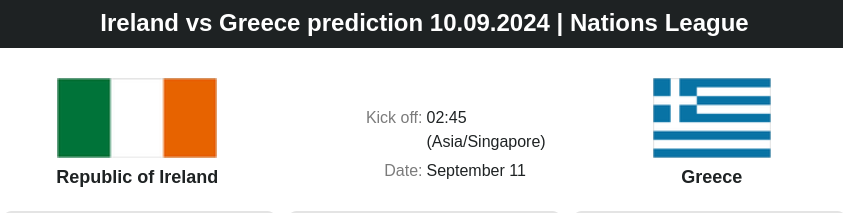 Ireland vs Greece prediction 10.09.2024 | Nations League - ตลาดลูกหนัง ทีเด็ดบอลเต็ง