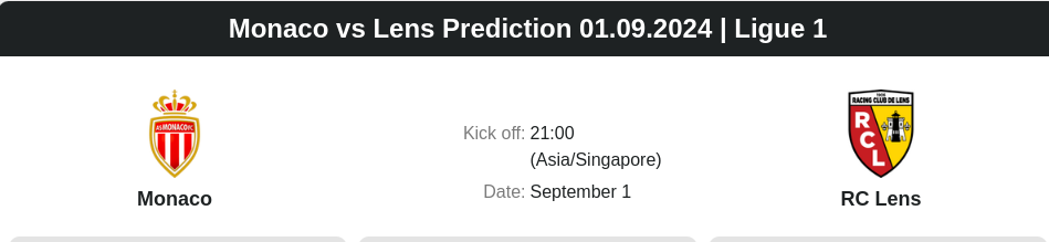 Monaco vs Lens Prediction 01.09.2024 | Ligue 1 - ตลาดลูกหนัง ทีเด็ดบอลเต็ง