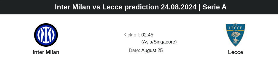 Inter Milan vs Lecce prediction 24.08.2024 | Serie A - ตลาดลูกหนัง ทีเด็ดบอลเต็ง