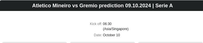 Atletico Mineiro vs Gremio prediction 09.10.2024 | Serie A - ตลาดลูกหนัง ทีเด็ดบอลเต็ง